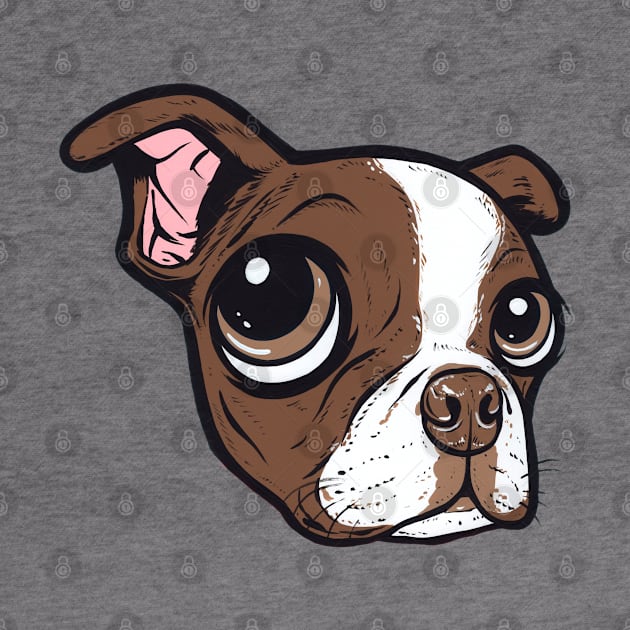 Brown Boston Terrier Face by turddemon